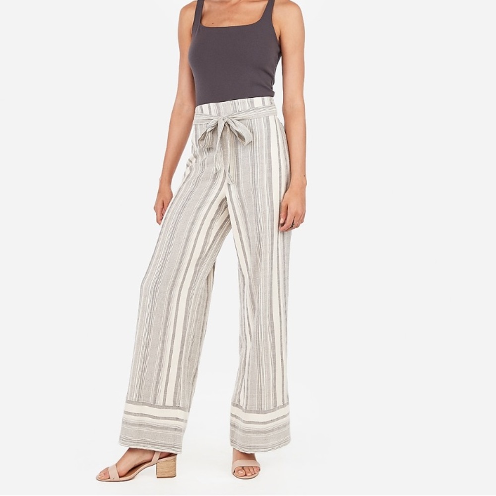 EXPRESS High waited striped Yarn Dye Wide Pant leg